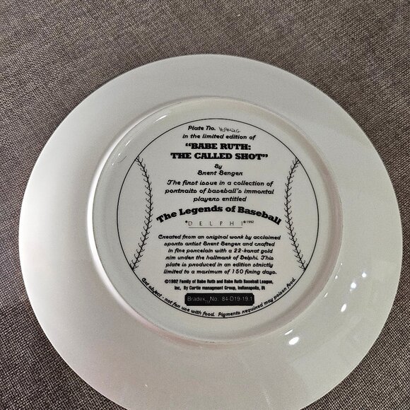 Legends of Baseball Collector Porcelain Plates Gold Trim 1993 Set of 4 - Picture 10 of 10